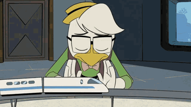 a cartoon of a duck with glasses and a mustache