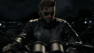 a man wearing an eye patch is smoking a cigar