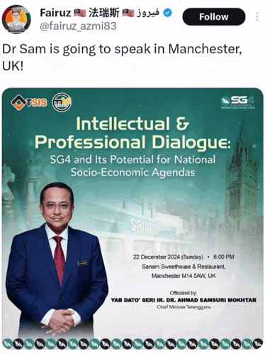 an advertisement for intellectual and professional dialogue shows a man in a suit and tie