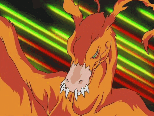 a cartoon of a monster with sharp teeth