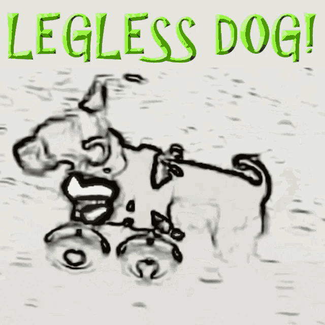 a drawing of a dog with the words legless dog written above it