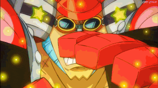 a cartoon character wearing a red hat and goggles with the word off-stalker on the bottom right