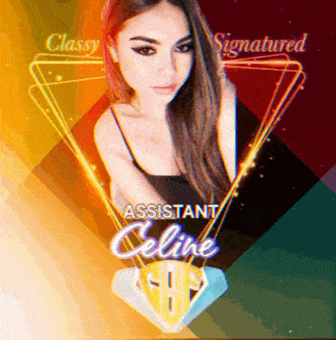a picture of a woman with the name celine written on it