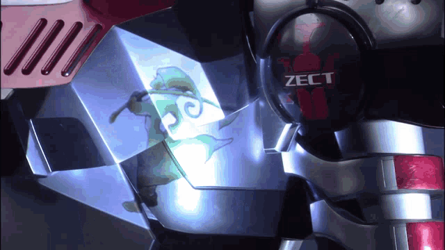 a robot with zect written on the front of it