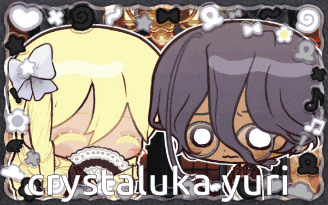 a picture of a boy and a girl with the name crystaluka-yuri