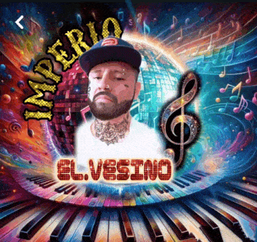 a poster for imperio elvesino with a bearded man in a hat