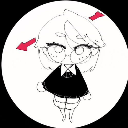 a drawing of a person 's face in a circle with a red circle in the middle