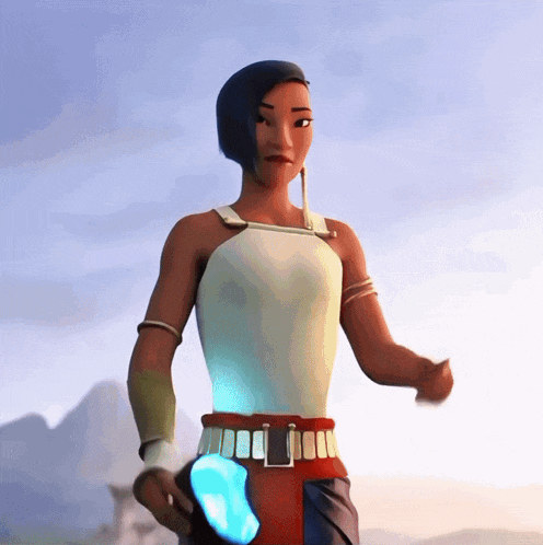 a cartoon character is holding a blue object