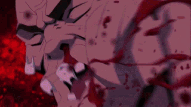 a cartoon of a man with blood coming out of his mouth and neck