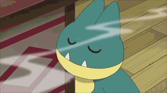 a cartoon drawing of a cat with its eyes closed and smoke coming out of it 's mouth