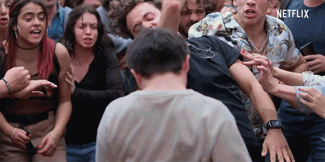 a netflix ad shows a group of people fighting