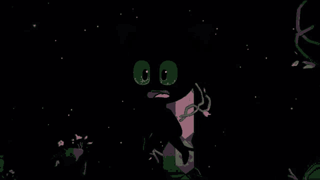 a cartoon character with green eyes is chained to something