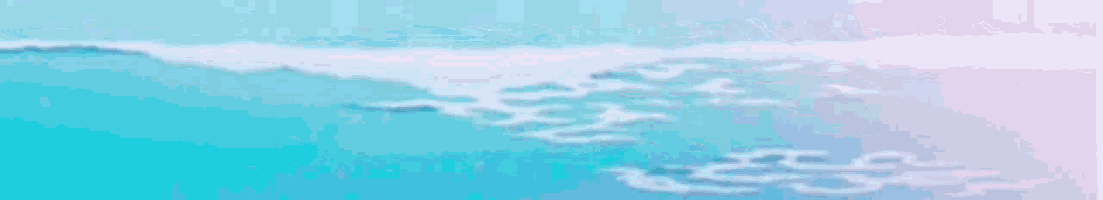 a painting of a body of water with a blue sky and white clouds in the background .