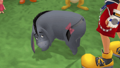 eeyore from winnie the pooh is laying down in a video game