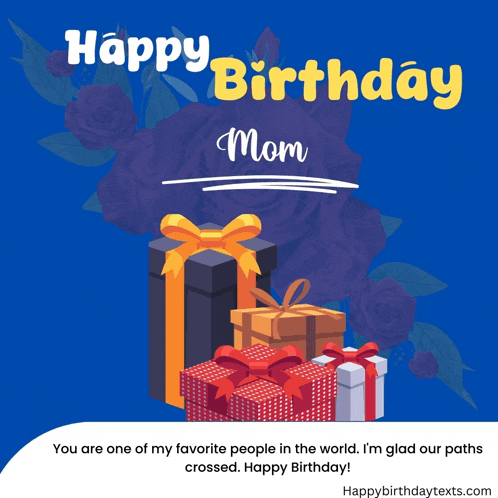 a birthday card for a mom with gifts and flowers