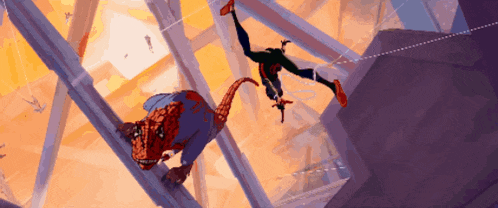 a cartoon of spider-man and a lizard fighting