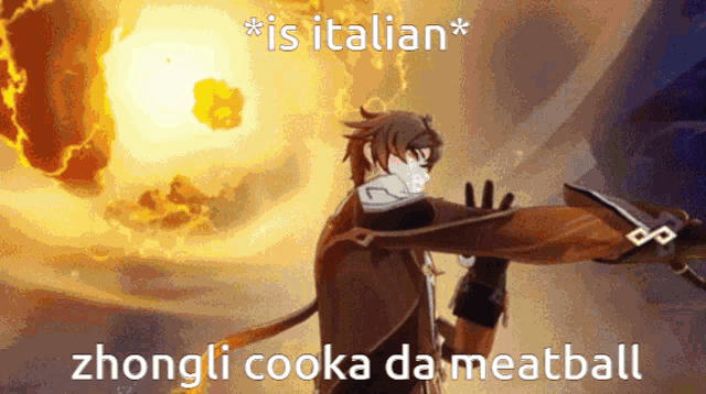 zhongli cooka da meatball is the name of the character in this meme