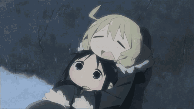 a cartoon of a girl laying on another girl 's lap