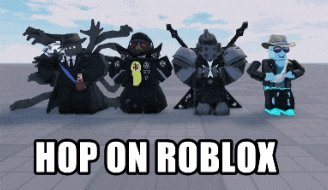 a group of roblox characters standing next to each other