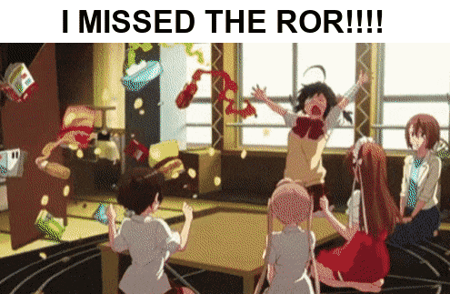 a group of anime characters are playing in a room with a caption that says i missed the ror !!!