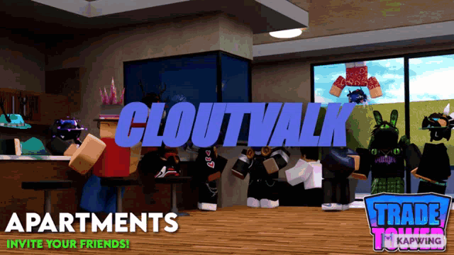 a video game called cloutwalk apartments is displayed