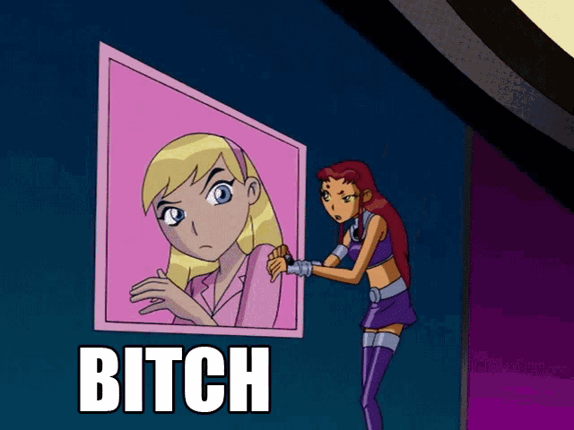 a cartoon of a woman with a hand on her face and the words slap