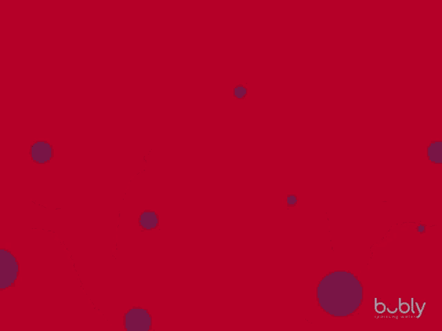a woman is shrugging her shoulders in front of a red background with the word bubly on it