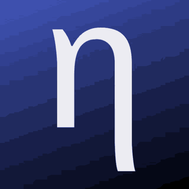 a blue background with a white letter n