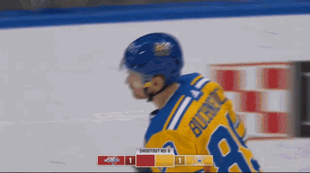 a hockey player wearing a jersey that says ' smith ' on it