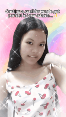 a girl with the words casting a spell for you to get perfect in your exams below her