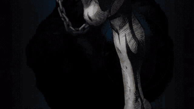 a drawing of a person with chains around their torso