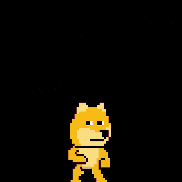 a pixelated doggie is standing in front of a fire with the words doggies written above it