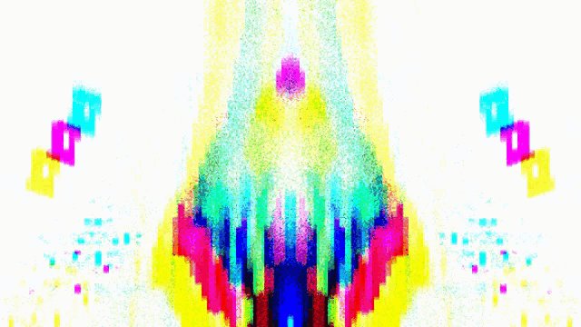 a colorful painting with a white background and a few squares