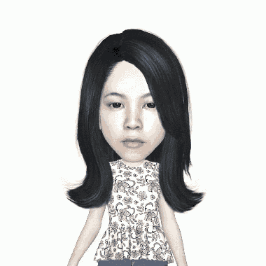 a cartoon of a woman with long black hair making a confused face