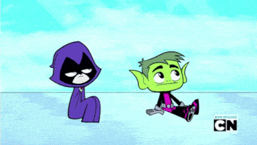 a cartoon character is holding a purple heart with cn written on it