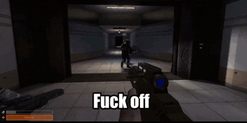 a screenshot of a video game with the words fuck off at the top