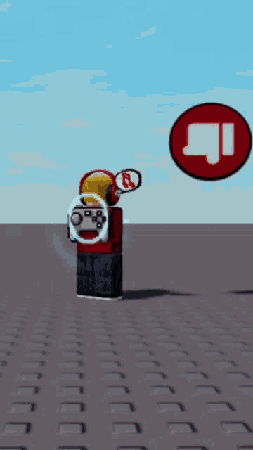 a cartoon character wearing headphones and a red shirt with the letters sm on it