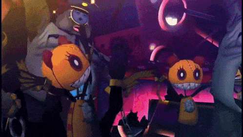 a group of cartoon characters are dancing in a club