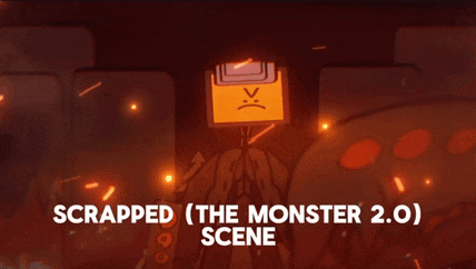 a poster for scrapped ( the monster 2.0 ) scene shows a cartoon character