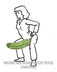 a black and white drawing of a woman with a cucumber sticking out of her vagina .