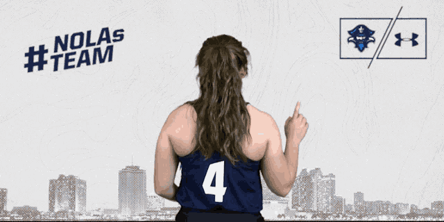 a woman playing volleyball with the words nolas #team on the bottom