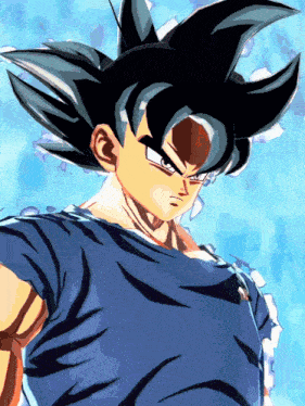 a close up of a cartoon character with a blue background