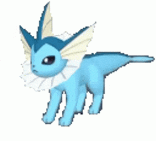 a pixel art drawing of a blue pokemon with a white collar .