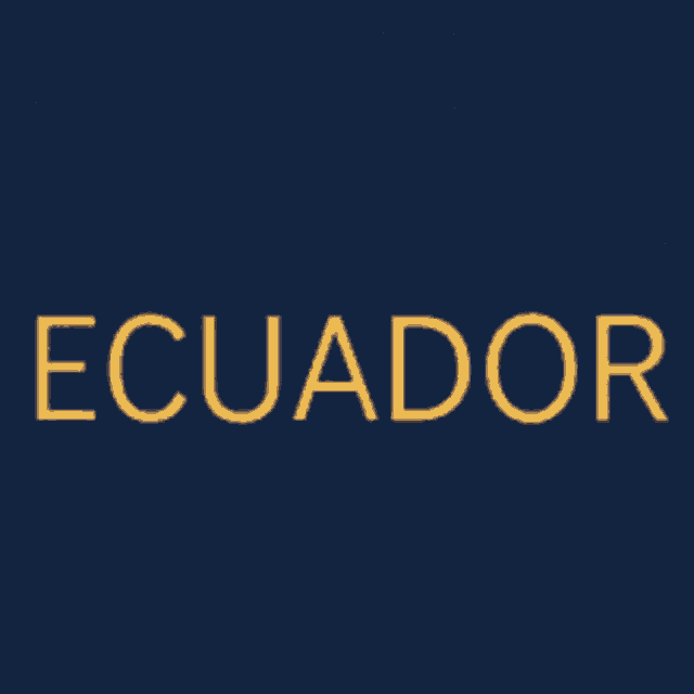 the word ecuador is displayed on a blue background