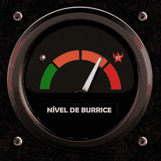 a gauge that says nivel de burrice and has a red star on it
