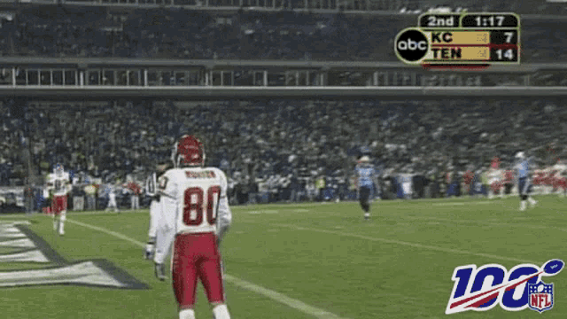 a football player with the number 80 on his uniform