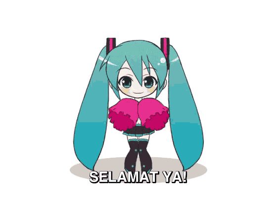 a cartoon of a girl cheering with selamat ya written below her