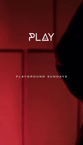 a play dc playground sundays poster with a red background
