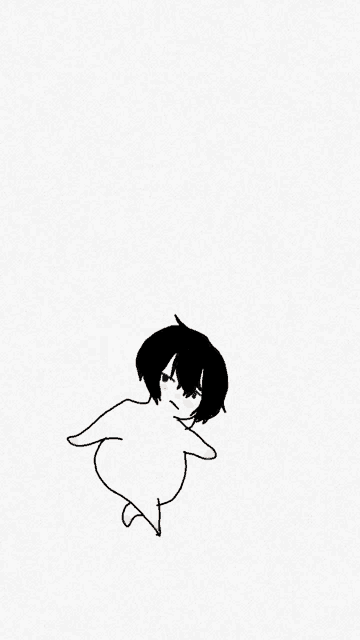 a drawing of a person laying on their back with their head down