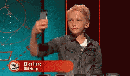 a young boy taking a selfie with the name elias hero göteborg